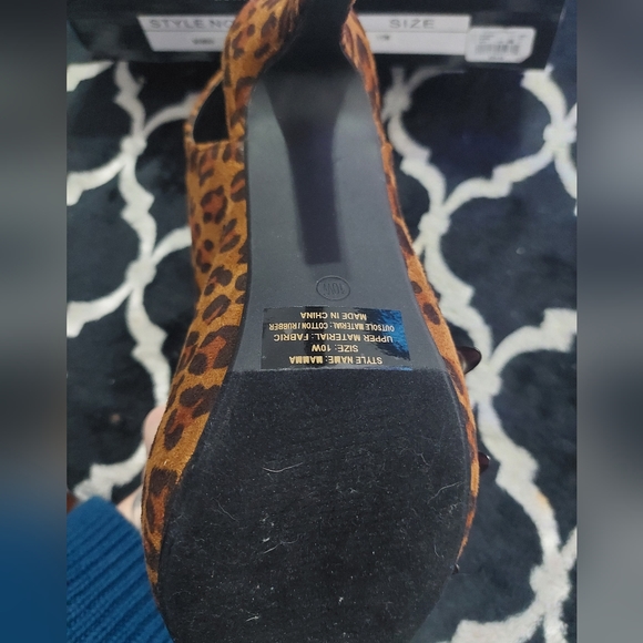 NIB Ashley Stewart leopard open toe, open back lace-up booties size 10w wide - Picture 3 of 10